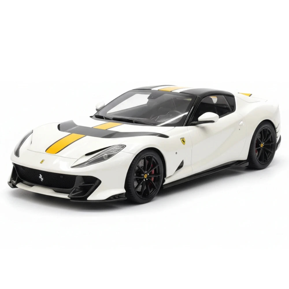 [BBR] 1:18 Ferrari 2021 812 Competizione A bianco & giallo modellino di auto resina