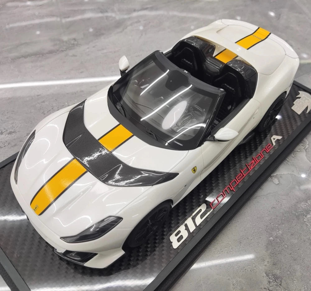 [BBR] 1:18 Ferrari 2021 812 Competizione A blanc & jaune voiture miniature Resin