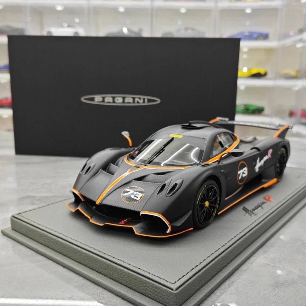 [BBR] 1:18 Pagani 2021 Huayra R Black #73 Model Car Resin / Closed Body