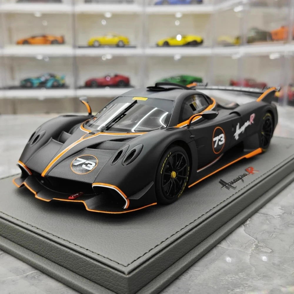 [BBR] 1:18 Pagani 2021 Huayra R Black #73 Model Car Resin / Closed Body