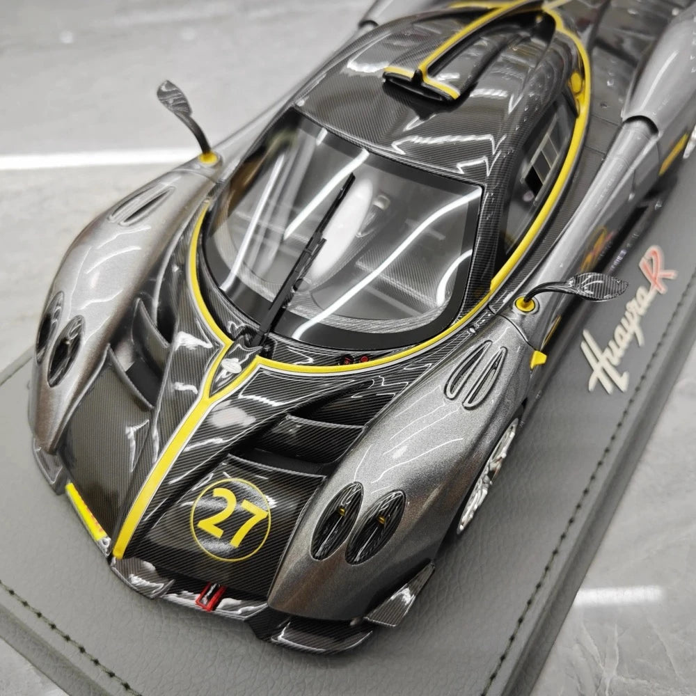 [BBR] 1:18 Pagani 2021 Huayra R Gray #27 Model Car Resin / Closed Body