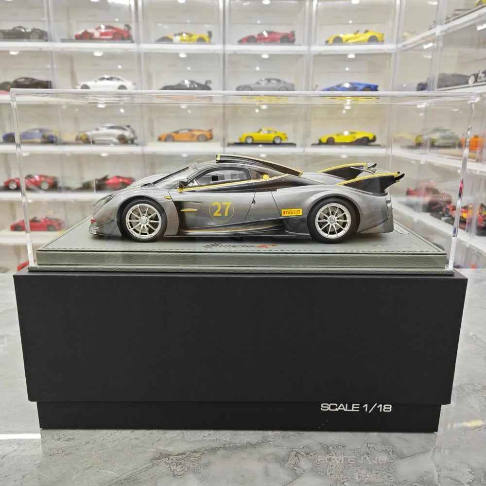 [BBR] 1:18 Pagani 2021 Huayra R Gray #27 Model Car Resin / Closed Body