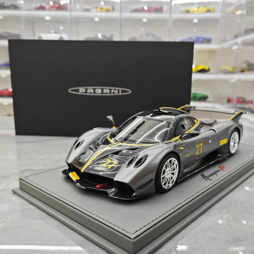 [BBR] 1:18 Pagani 2021 Huayra R Gray #27 Model Car Resin / Closed Body