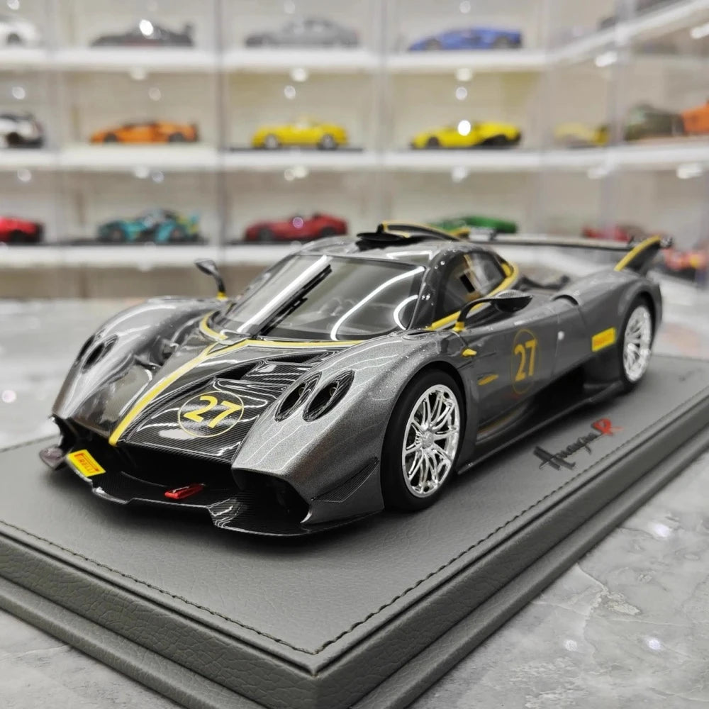 [BBR] 1:18 Pagani 2021 Huayra R Gray #27 Model Car Resin / Closed Body