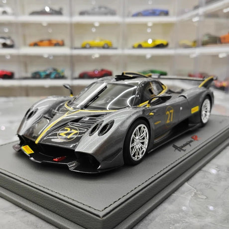 [BBR] 1:18 Pagani 2021 Huayra R Gray #27 Model Car Resin / Closed Body
