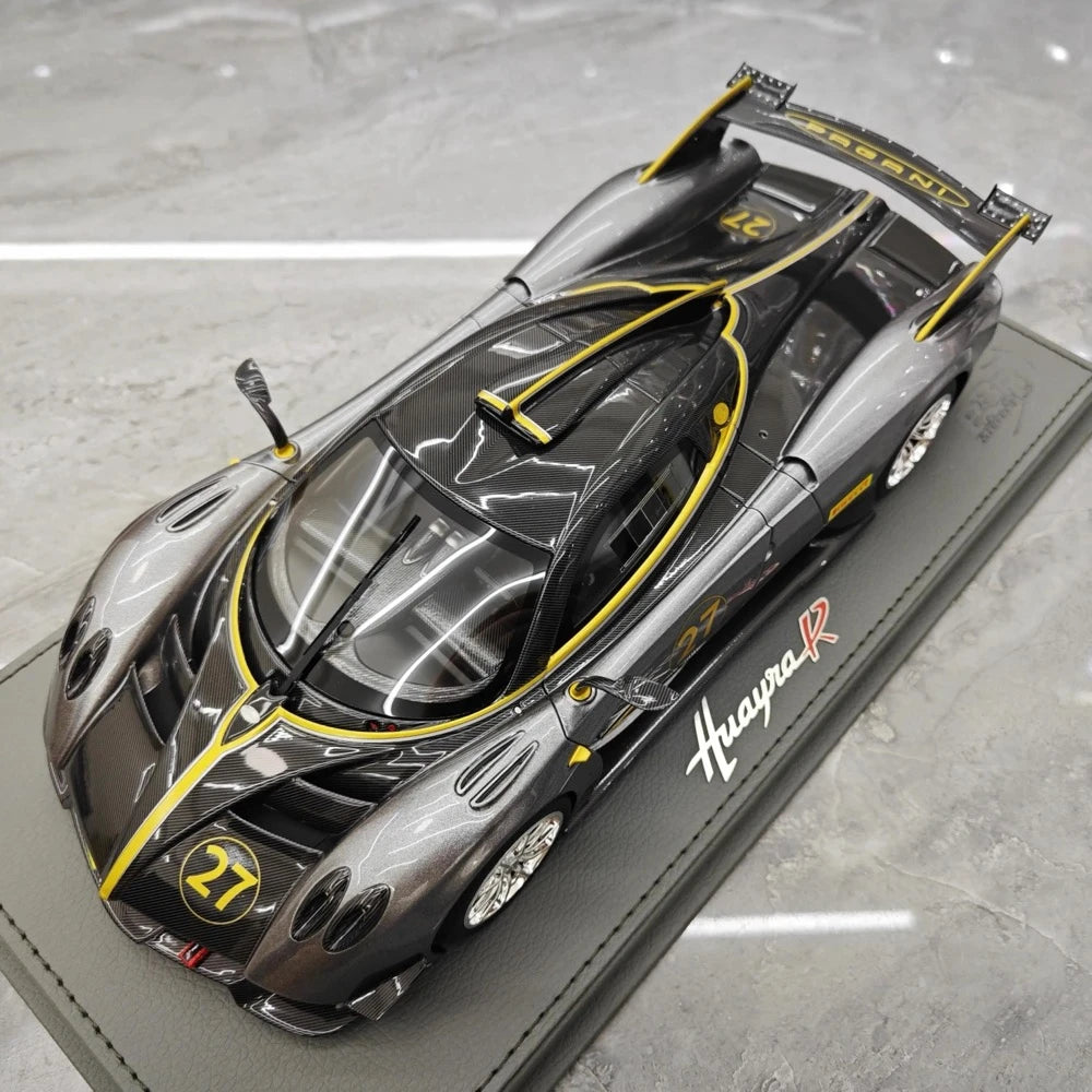 [BBR] 1:18 Pagani 2021 Huayra R Gray #27 Model Car Resin / Closed Body
