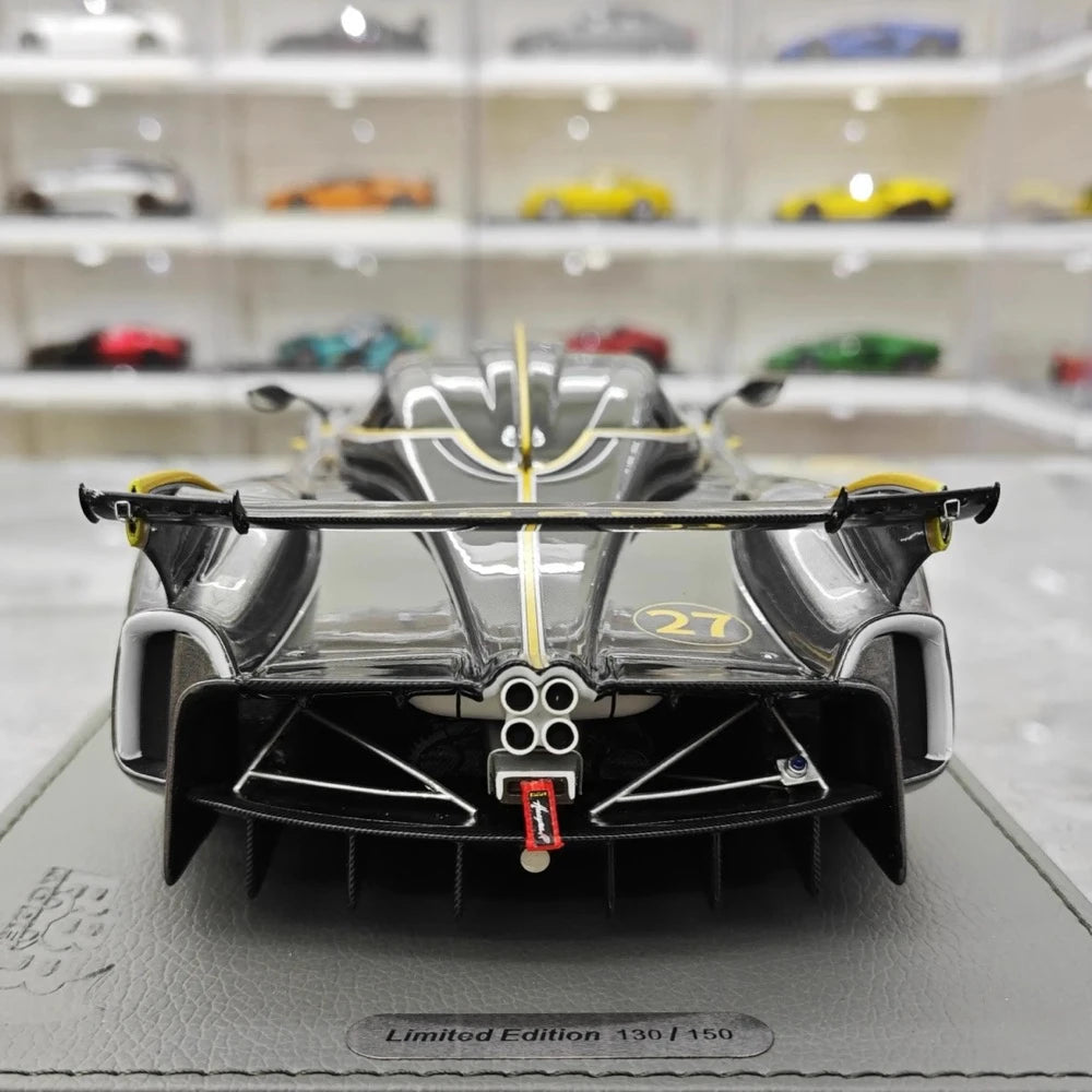 [BBR] 1:18 Pagani 2021 Huayra R Gray #27 Model Car Resin / Closed Body