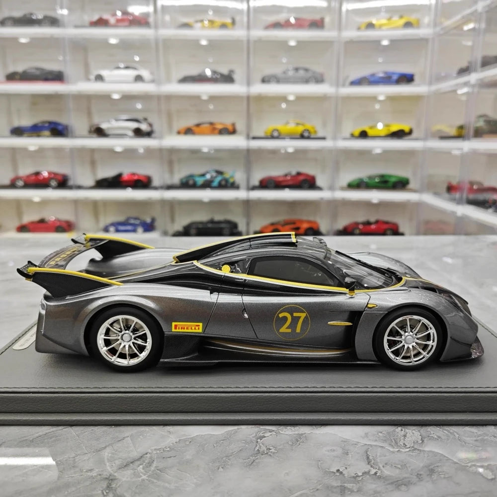 [BBR] 1:18 Pagani 2021 Huayra R Gray #27 Model Car Resin / Closed Body