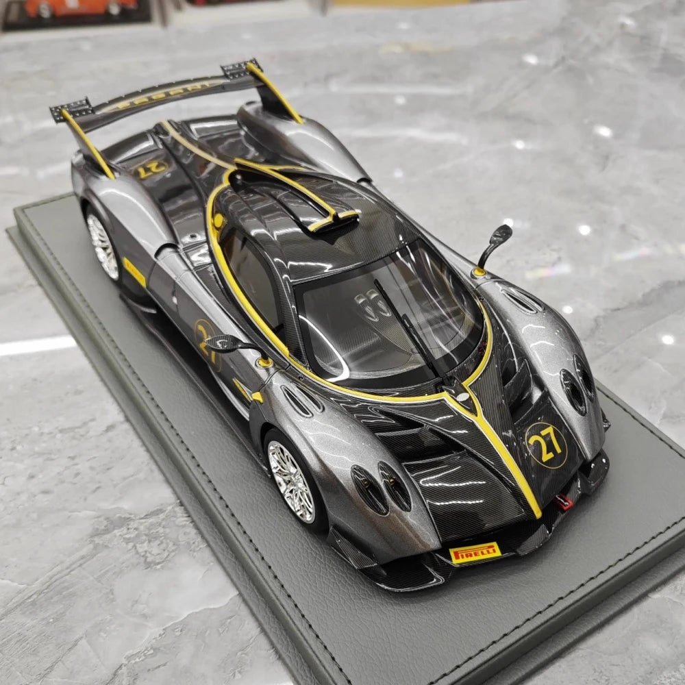 [BBR] 1:18 Pagani 2021 Huayra R Gray #27 Model Car Resin / Closed Body
