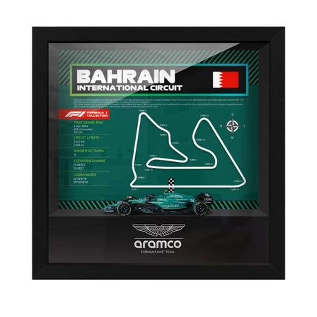Aston Martin F1 Mapa del Circuito Fernando Alonso Exhibición de coches en miniatura enmarcada