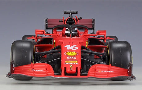 Modelo de exhibición de fundición a presión de Bburago Ferrari 2021 SF21 #16 Charles Leclerc F1 1:18 - vista 1