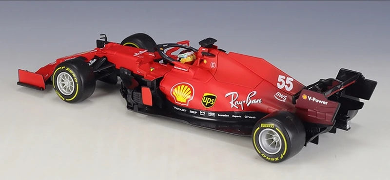 Bburago Ferrari 2021 SF21 #55 Carlos Sainz F1 1:18 modellino da esposizione pressofuso - vista 2