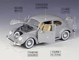[Bburago] 1:18 Volkswagen 1955 Kafer Beetle grå modellbil Die-Cast