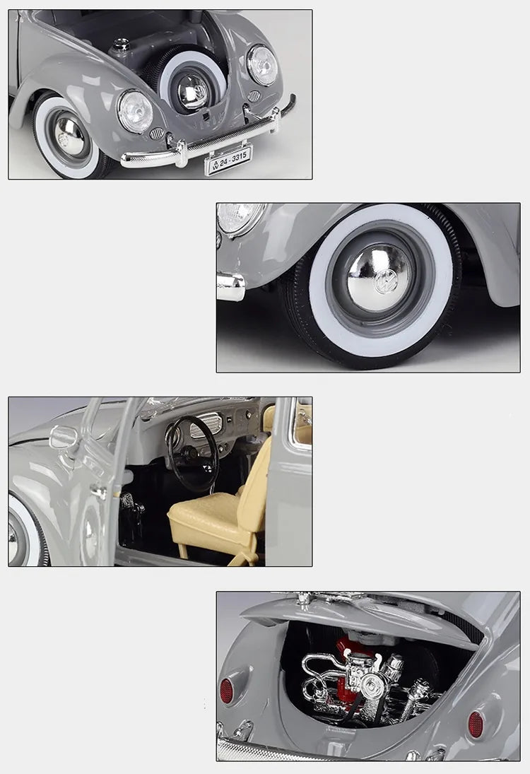 [Bburago] 1:18 Volkswagen 1955 Kafer Beetle Gray Model Car Die-Cast