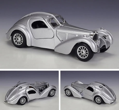 [Bburago] 1:24 Bugatti 1936 Type 57SC Atlantic Silver Model Car Die-Cast