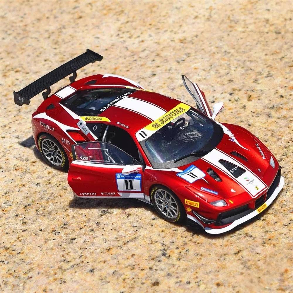 [Bburago] 1:24 Ferrari 2017 488 Challenge #11 Formula Racing Model Car Die-Cast