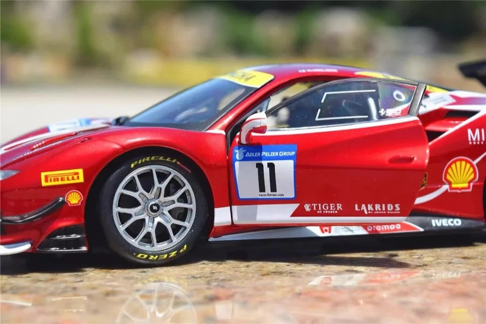 [Bburago] 1:24 Ferrari 2017 488 Challenge #11 Formula Racing Model Car Die-Cast