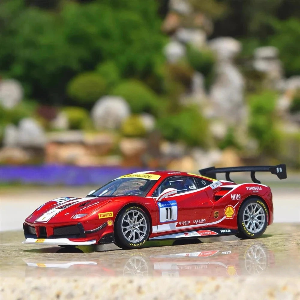 [Bburago] 1:24 Ferrari 2017 488 Challenge #11 Formula Racing Model Car Die-Cast