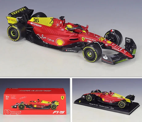 Bburago Ferrari 2022 F1-75 #16 Monza 75º aniversario Charles Leclerc F1 1:24 modelo de exhibición de fundición a presión - ver 1