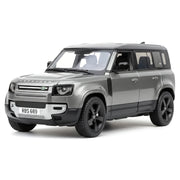 Bburago Land Rover 2022 Defender 110 grijs 1:24 – modelauto van gegoten metaal voor display