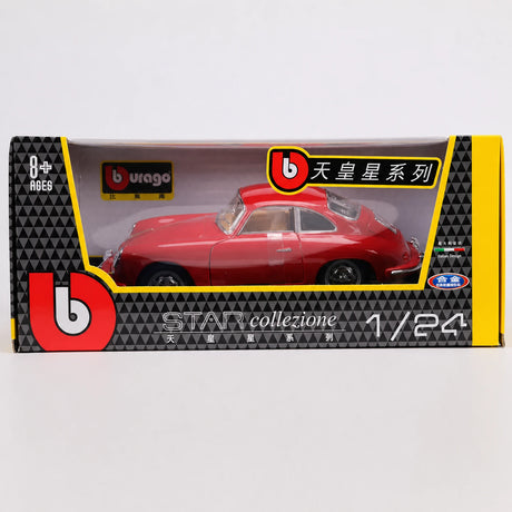 Bburago Porsche 1961 356B Coupe vermelho 1:24 – modelo de exposição em metal fundido