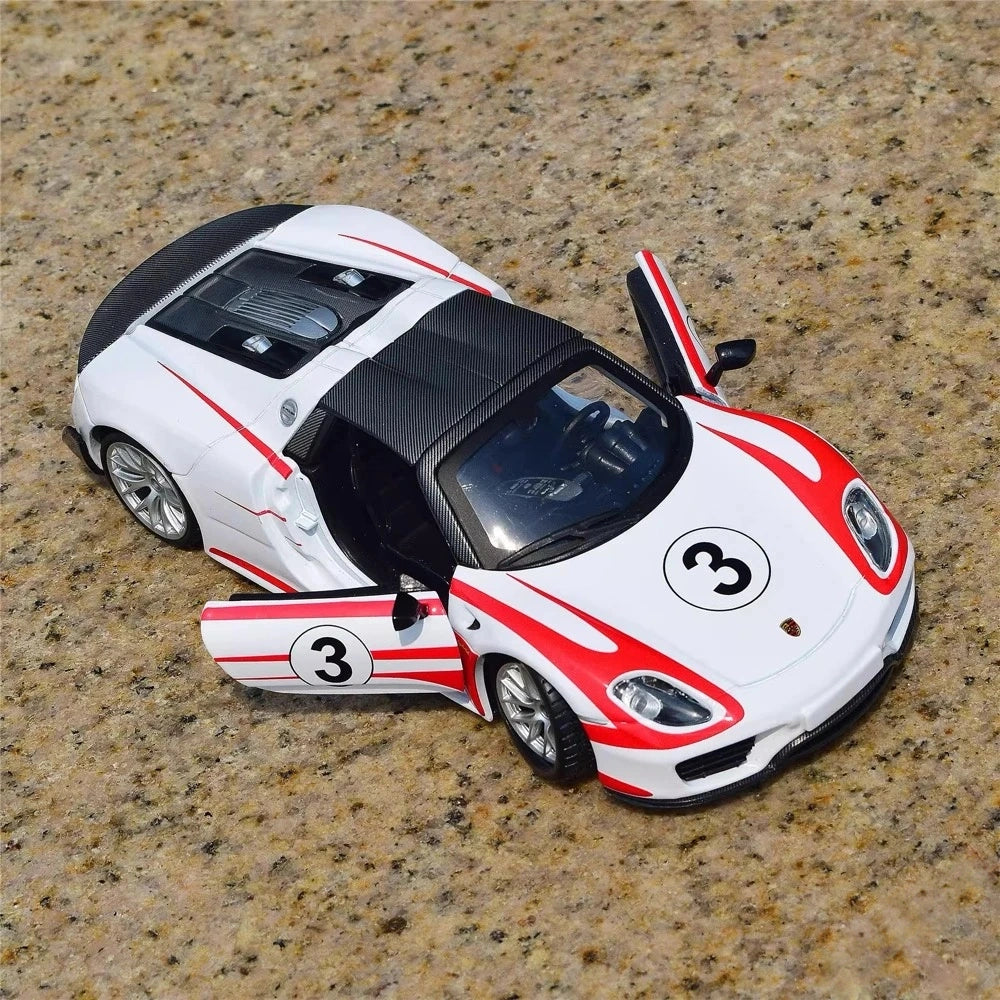 [Bburago] 1:24 Porsche 2013 918 Spyder Weissach Förpackning modellbil Die-Cast
