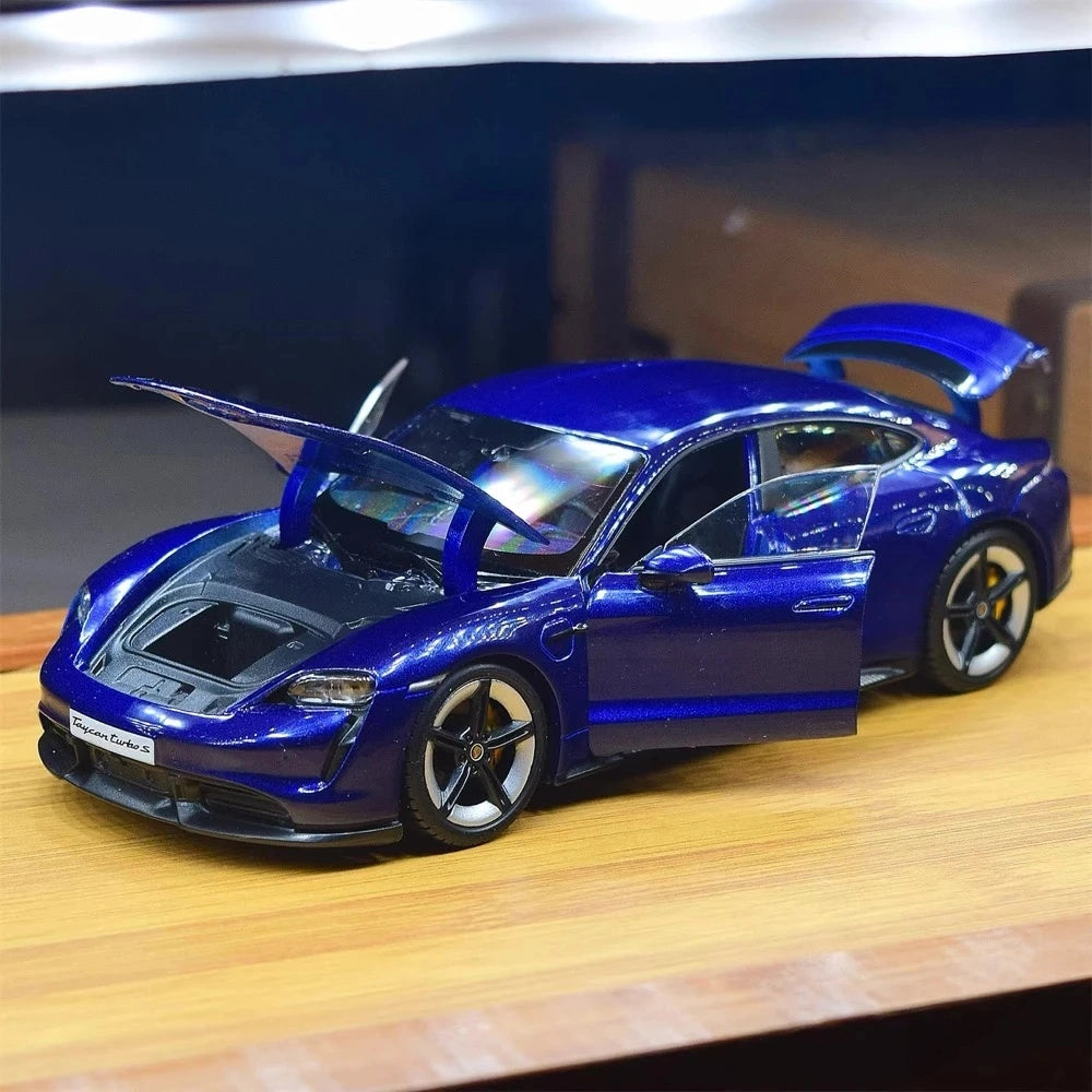 [Bburago] 1:24 Porsche 2019 Taycan Turbo S sininen pienoismalli Die-Cast