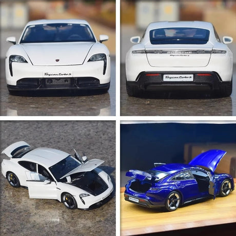 Bburago Porsche 2019 Taycan Turbo S branco 1:24 – modelo de exposição em metal fundido