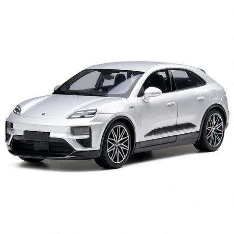 Bburago Porsche 2024 Macan Turbo prateado 1:24 – modelo de exposição em metal fundido