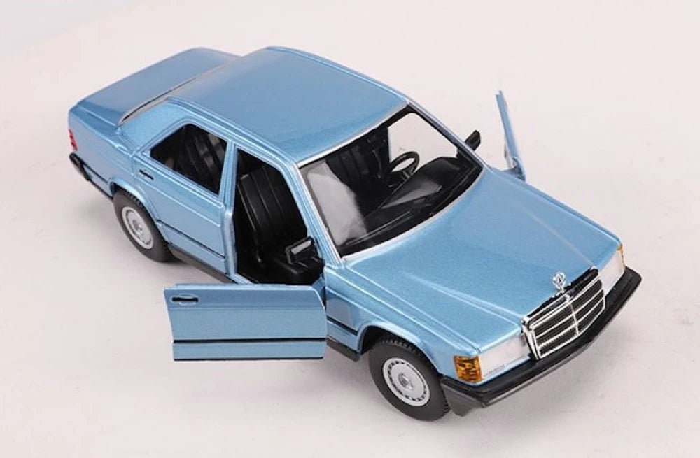 [Bburago] 1:25 Mercedes-Benz 1982 190 E 2.6 W201 blå modellbil Die-Cast