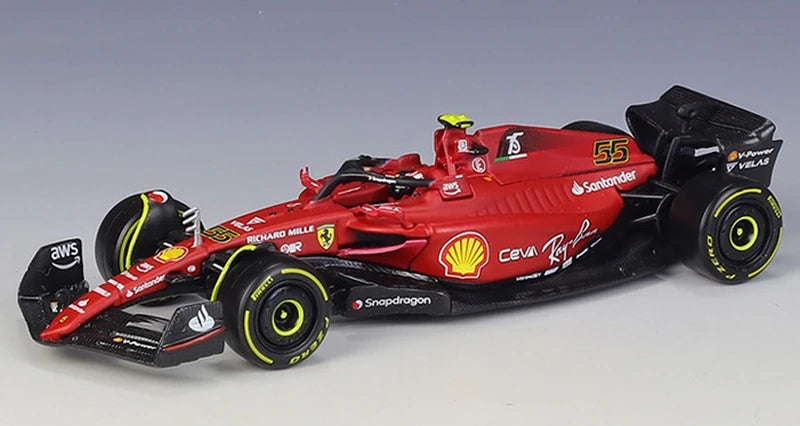 Bburago Ferrari 2022 F1-75 #55 Carlos Sainz F1 1:43 modelo de exposição em metal fundido - ver 1
