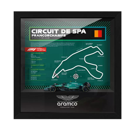 Aston Martin F1 Mapa del Circuito Fernando Alonso Exhibición de coches en miniatura enmarcada