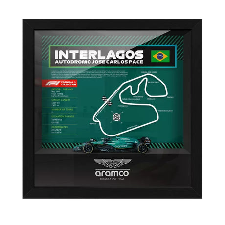 Aston Martin F1 Mapa del Circuito Fernando Alonso Exhibición de coches en miniatura enmarcada