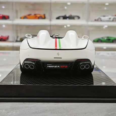 CE Ferrari 2018 Monza SP2 italiensk vit 1:18 – samlarobjekt resinmodellresin