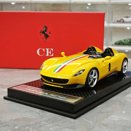CE Ferrari 2018 Monza SP2 italiensk gul 1:18 – samlarobjekt resinmodellresin resin
