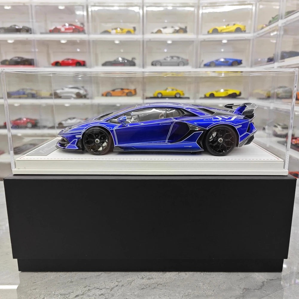 [CE] 1:18 Lamborghini 2020 Aventador SVJ Blue Model Car Resin