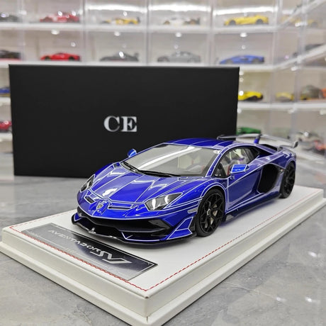 [CE] 1:18 Lamborghini 2020 Aventador SVJ Blue Model Car Resin