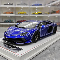 [CE] 1:18 Lamborghini 2020 Aventador SVJ Blue Model Car Resin