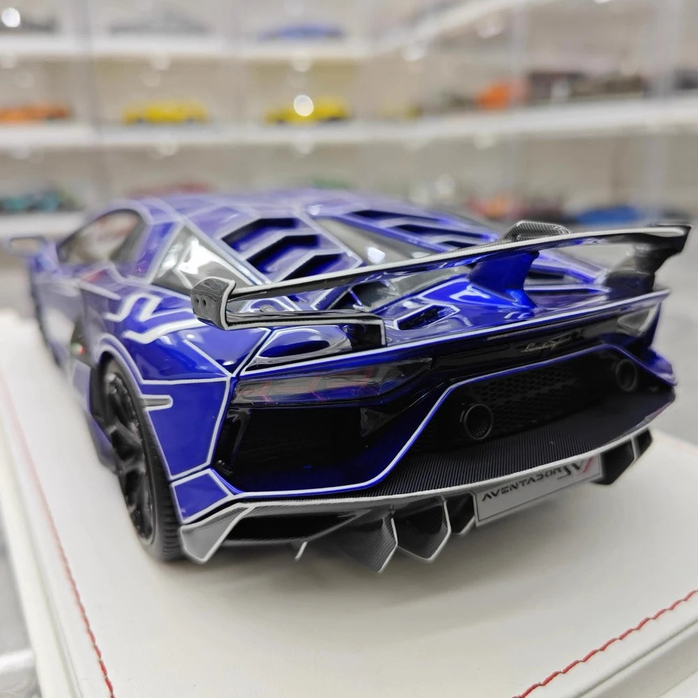 [CE] 1:18 Lamborghini 2020 Aventador SVJ Blue Model Car Resin