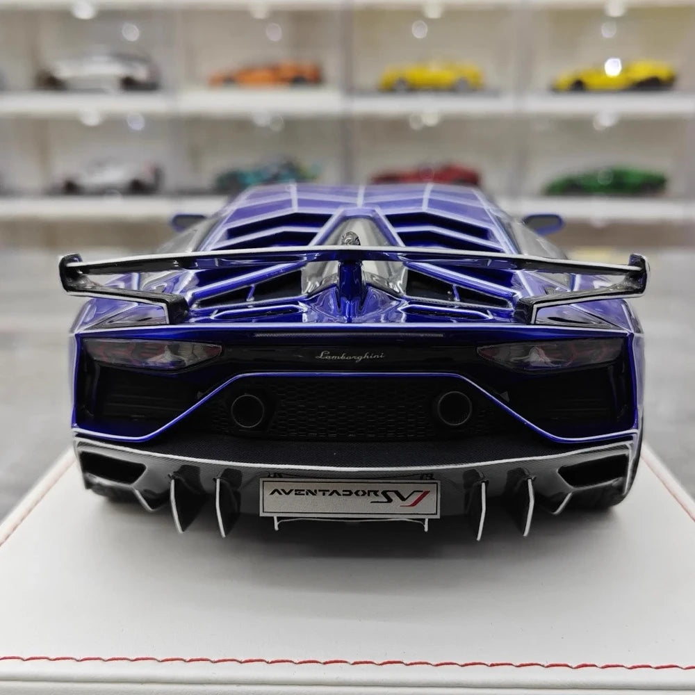 [CE] 1:18 Lamborghini 2020 Aventador SVJ Blue Model Car Resin