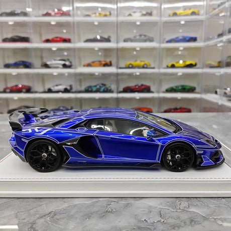 [CE] 1:18 Lamborghini 2020 Aventador SVJ Blue Model Car Resin