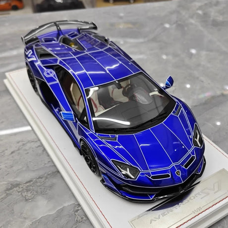[CE] 1:18 Lamborghini 2020 Aventador SVJ Blue Model Car Resin