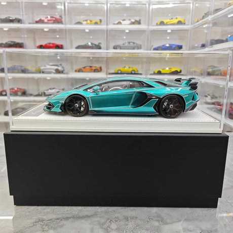 [CE] 1:18 Lamborghini 2020 Aventador SVJ Cyan Model Car Resin