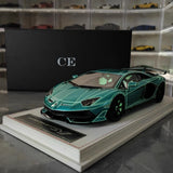 [CE] 1:18 Lamborghini 2020 Aventador SVJ Cyan Model Car Resin