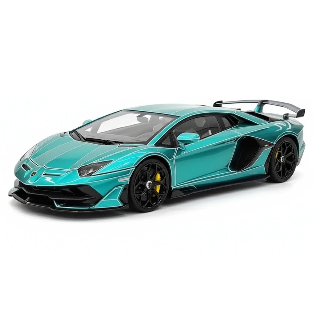 [CE] 1:18 Lamborghini 2020 Aventador SVJ Cyan Model Car Resin