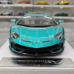[CE] 1:18 Lamborghini 2020 Aventador SVJ Cyan Model Car Resin