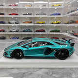[CE] 1:18 Lamborghini 2020 Aventador SVJ Cyan Model Car Resin