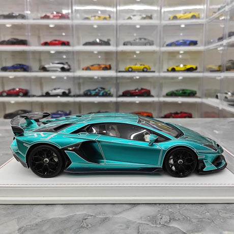 [CE] 1:18 Lamborghini 2020 Aventador SVJ Cyan Model Car Resin