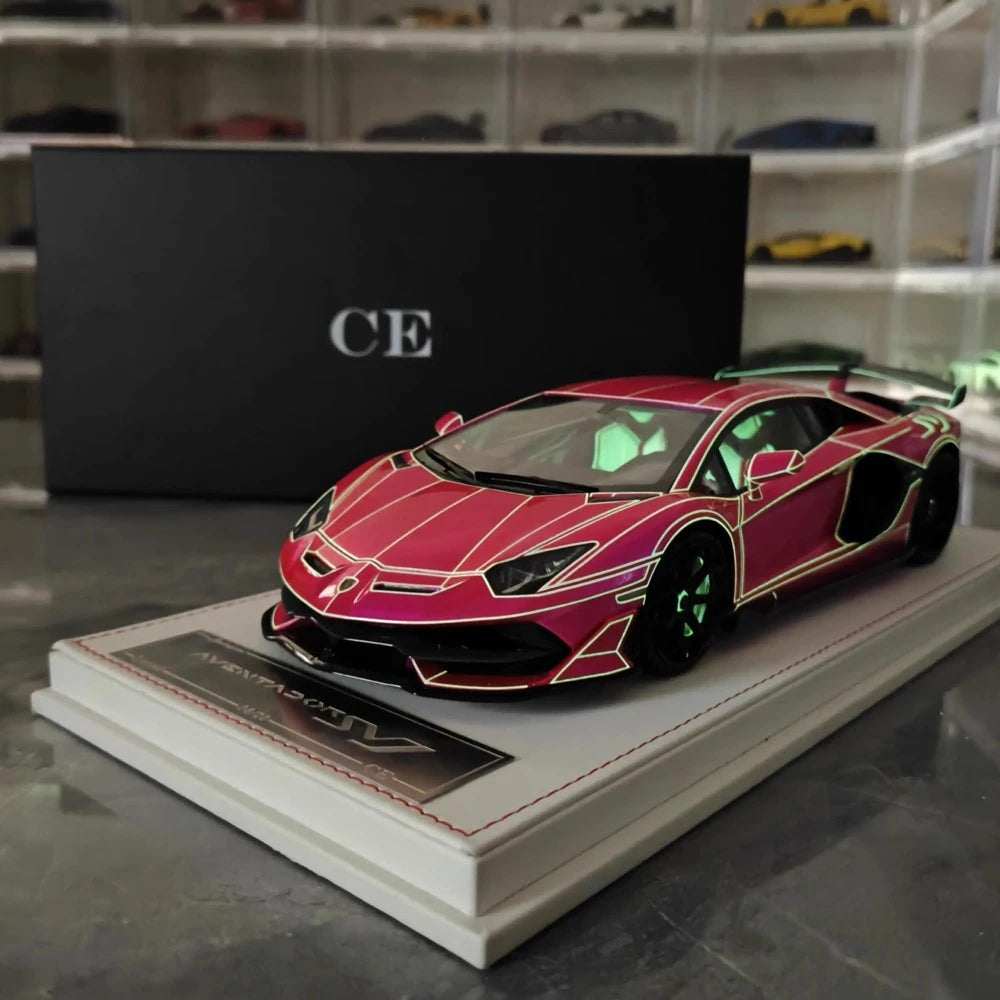 [CE] 1:18 Lamborghini 2020 Aventador SVJ paars modelauto Hars