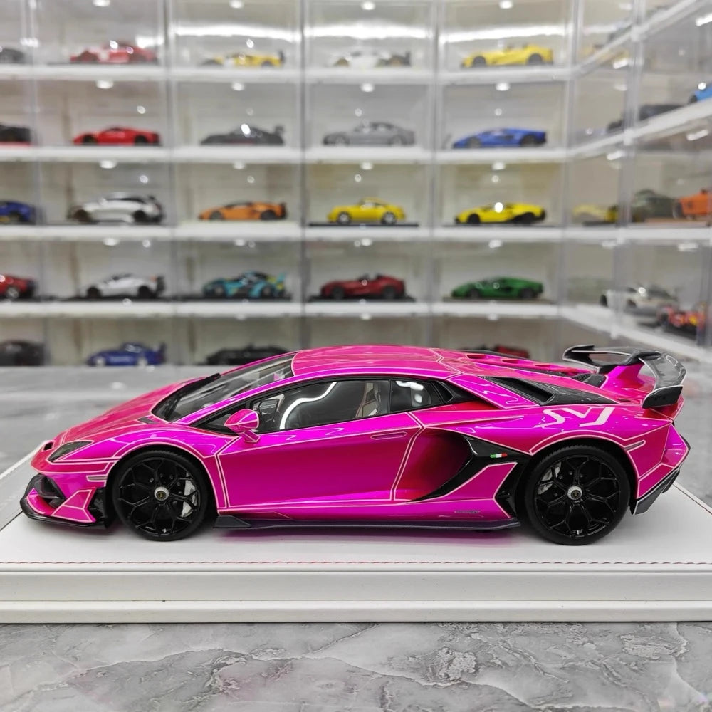 [CE] 1:18 Lamborghini 2020 Aventador SVJ Purple Model Car Resin